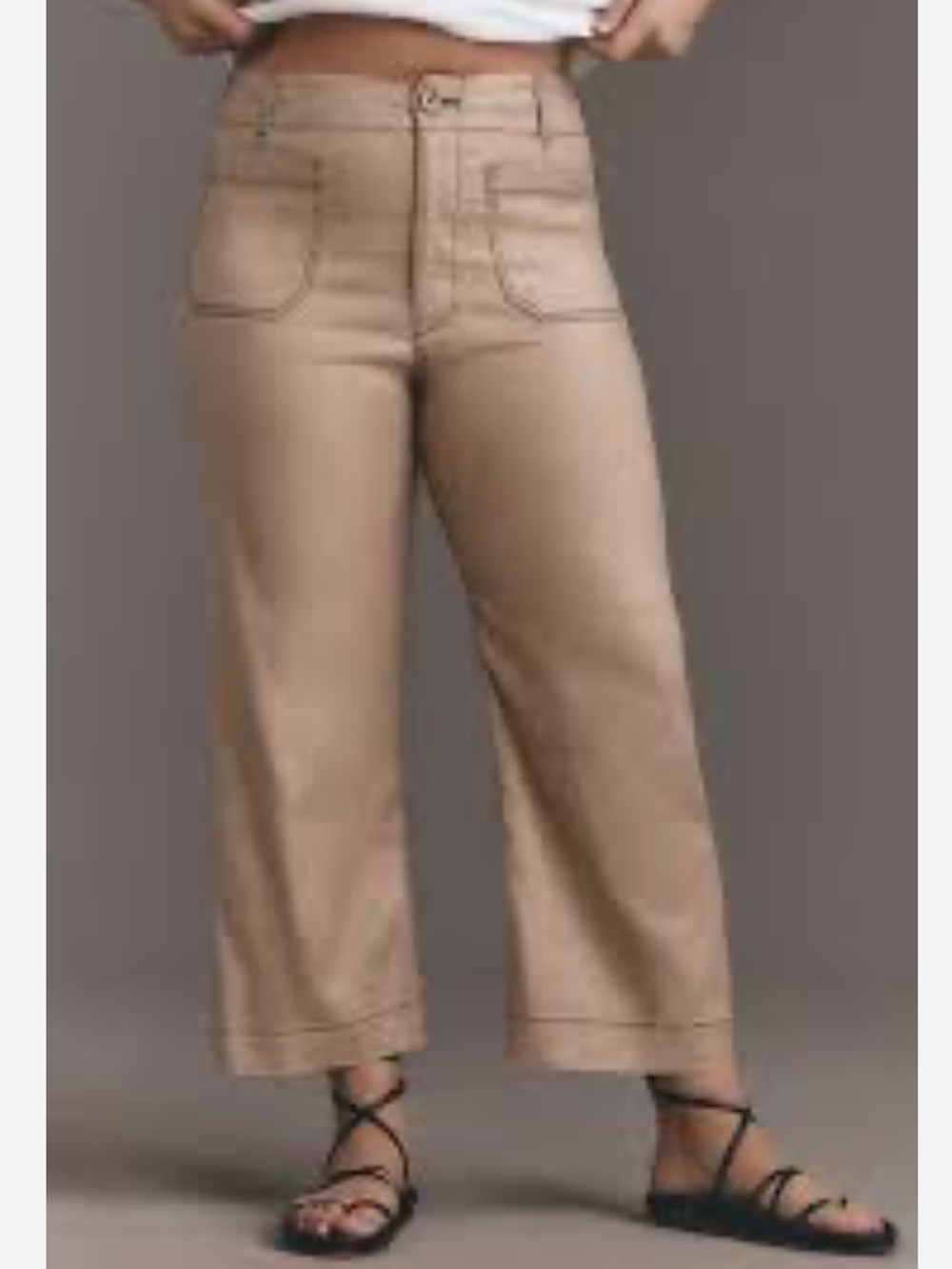 Anthropologie Colette Cropped Wide Leg Pants - Contrast Stitch 32